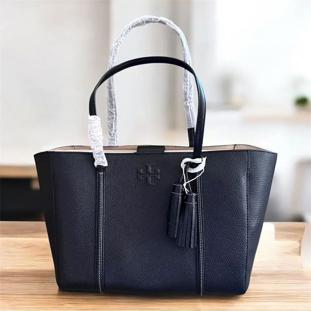 TORY BURCH BLACK TOTE LAPTOPโTRAVEL SHOPPING OFFICE
